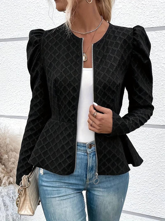 Imara™ Fiited Peplum Zip-Up Blazer