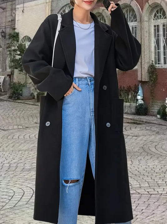 Classic Double-Breasted Long Coat