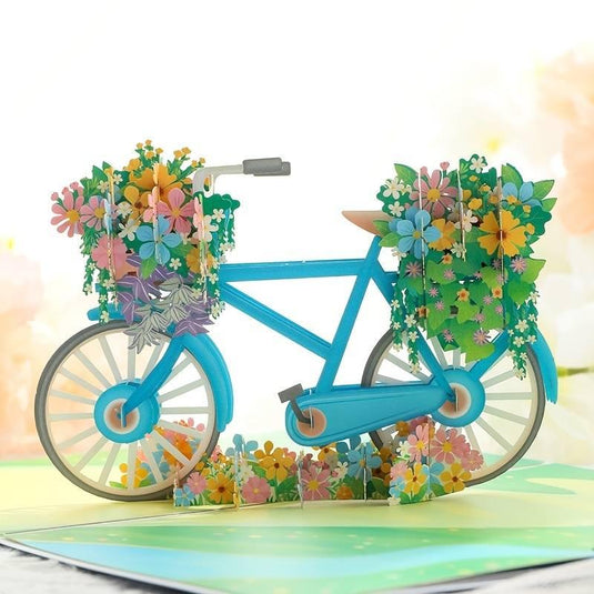 Whimsical Flower Bicycle Pop-Up Card