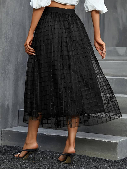 Grid Luxe Midi Skirt