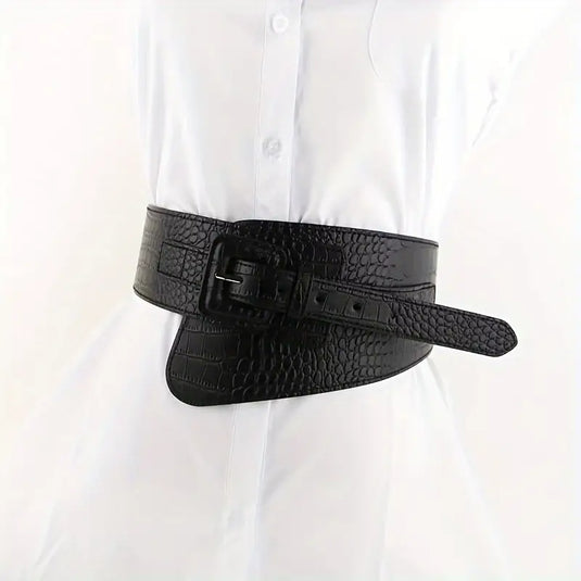 Croc-Embossed Statement Belt