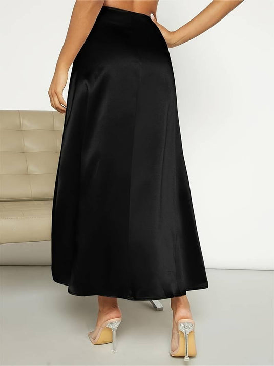 Sleek Satin Midi Skirt