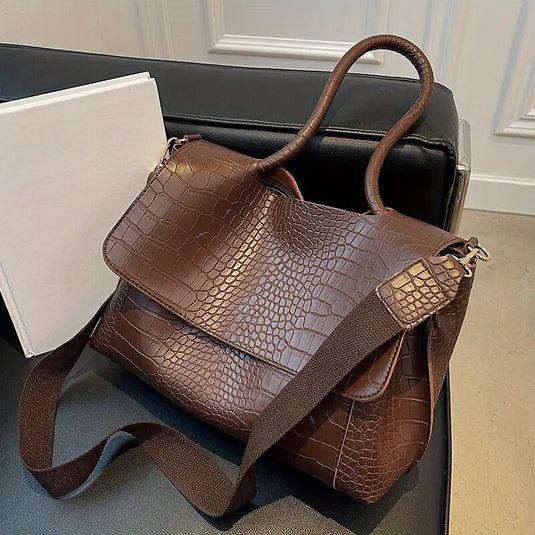 Croc-Embossed Handheld Bag