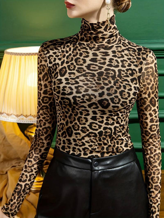 Nia™ Leopard Print Turtleneck