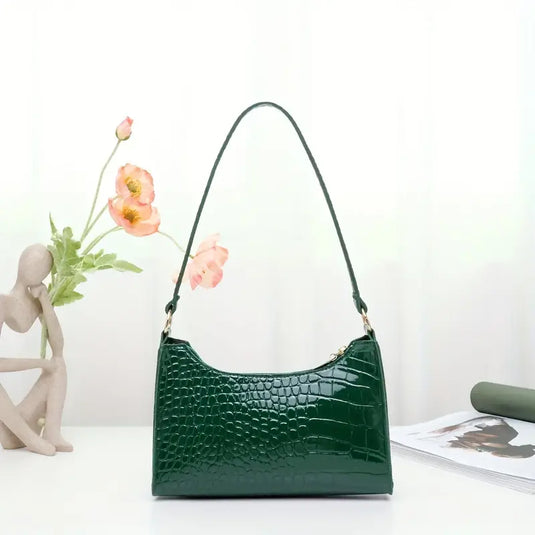 Croc-Embossed Shoulder Bag