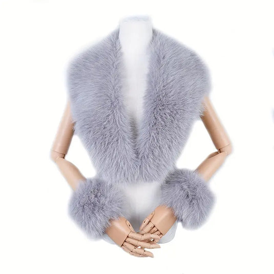 Faux Fur Scarf and Cuffs Set