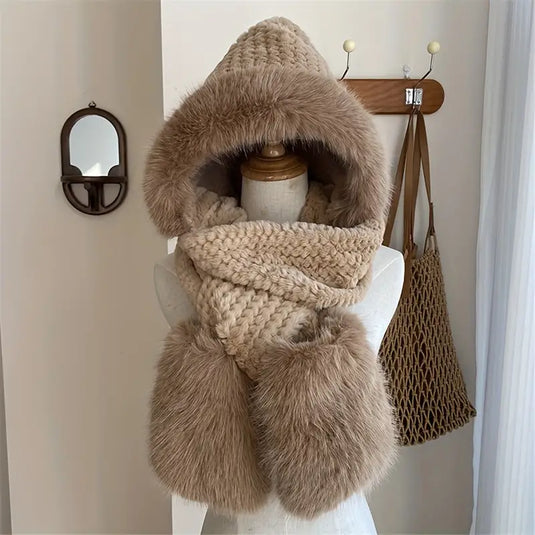 Hooded Faux Fur Scarf