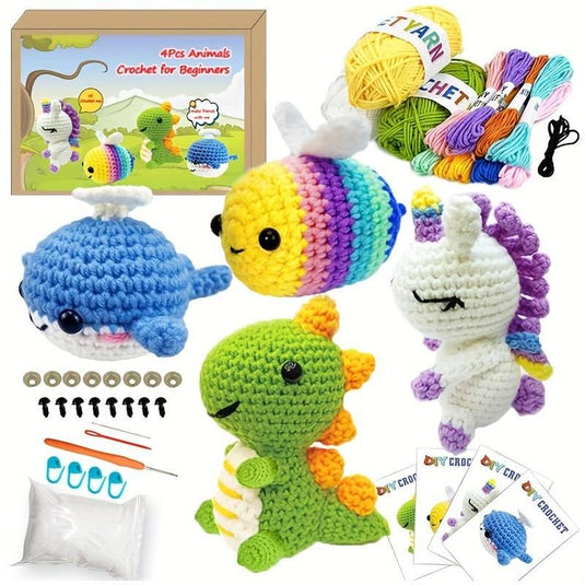 4 Pieces Set Animals Crochet Kit